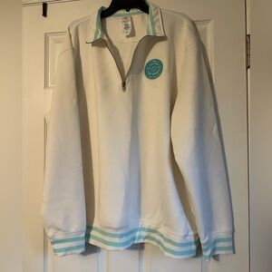 Disney Vacation Club White Quarter-Zip Sweatshirt with Teal Accents